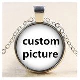 Personalized Photo Custom pictures glass cabochon Pendant Necklace Silver color/Bronze/Crystal Pendant 60cm chains