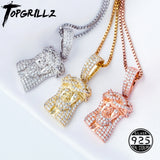 TOPGRILLZ 925 Sterling  Jesus Pendant Iced Out Silver