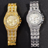 Iced Out Watches with 2 Row Rhinestone Cuban