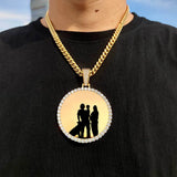 18k Silver Necklace Pendant Iced Out Cuban