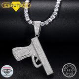 Fashion 925 Sterling Silver Moissanite Pistol Pendant