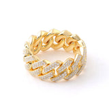 9K Cuban  Iced Link Gold Ring Miami