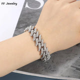 Iced Out 2 Row Rhinestone Thorn Cuban Link Chain Bracelet