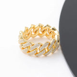 9K Cuban  Iced Link Gold Ring Miami