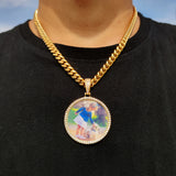 18k Silver Necklace Pendant Iced Out Cuban