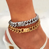 Fashion Rhinestones Cursive Letters Anklet For Women