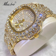 MISSFOX Fashion Iced Out Waterproof Watch