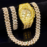 Iced Out Watches with 2 Row Rhinestone Cuban