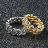 Iced Out Bling Cubi Zirconia Cuban Link Ring