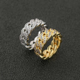 Iced Out Bling Cubi Zirconia Cuban Link Ring