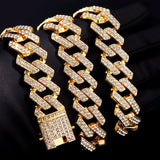 Punk Hip Hop Iced Out Rhinestones Cuban Chain