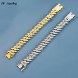 Iced Out 2 Row Rhinestone Thorn Cuban Link Chain Bracelet