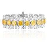 Multi Layer Oval Cushion Cut Yellow Zircon Diamond Long Tennis Chain