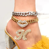 Fashion Rhinestones Cursive Letters Anklet For Women