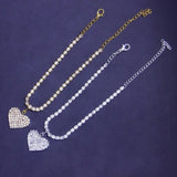 Fashion Rhinestone Heart Anklet  Silver Gold Color