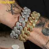 Two Tone  Color Link Bracelet Chain Bangle Hip Hop Jewelry