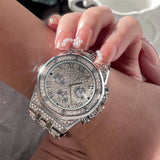 Iced Out Watches with 2 Row Rhinestone Cuban