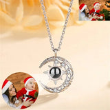 Personalize Photo Picture Necklace Custom Projection Necklace Crescent Moon Pendant with Photo Necklace for Women Moon Jewelry