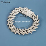 Iced Out 2 Row Rhinestone Thorn Cuban Link Chain Bracelet