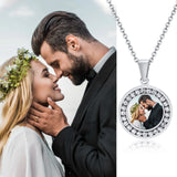 Custom Picture Photo Necklace Pendant For Women Men,Personalized Round Cubic Zirconia Necklace Stainless Steel Chain Adjustable