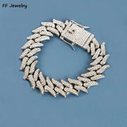 Iced Out 2 Row Rhinestone Thorn Cuban Link Chain Bracelet