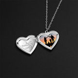 Silver Color Love Heart Photo Frame Pendant Necklace For Women I Love You Flower Pattern Heart Openable Locket Necklace Jewelry