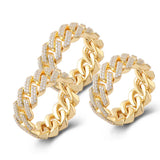 9K Cuban  Iced Link Gold Ring Miami