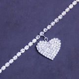 Fashion Rhinestone Heart Anklet  Silver Gold Color