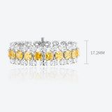 Multi Layer Oval Cushion Cut Yellow Zircon Diamond Long Tennis Chain