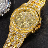 Iced Out Watches with 2 Row Rhinestone Cuban