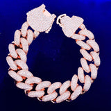 Bubble Letter Cuban Link Bracelet for Men Prong Setting Iced Out Cubic Zirconia Real Copper Hip Hop Jewelry Spring Clasp